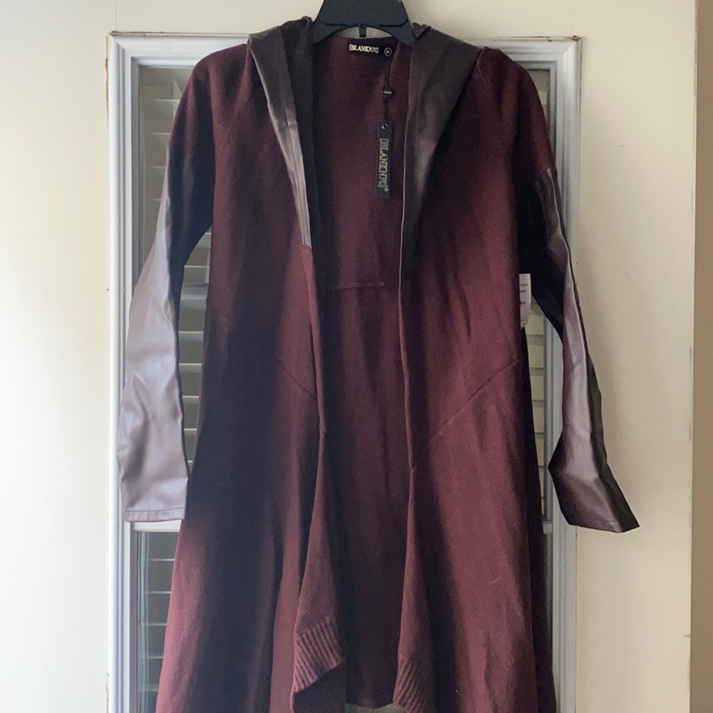 Open cardigan with leather accents